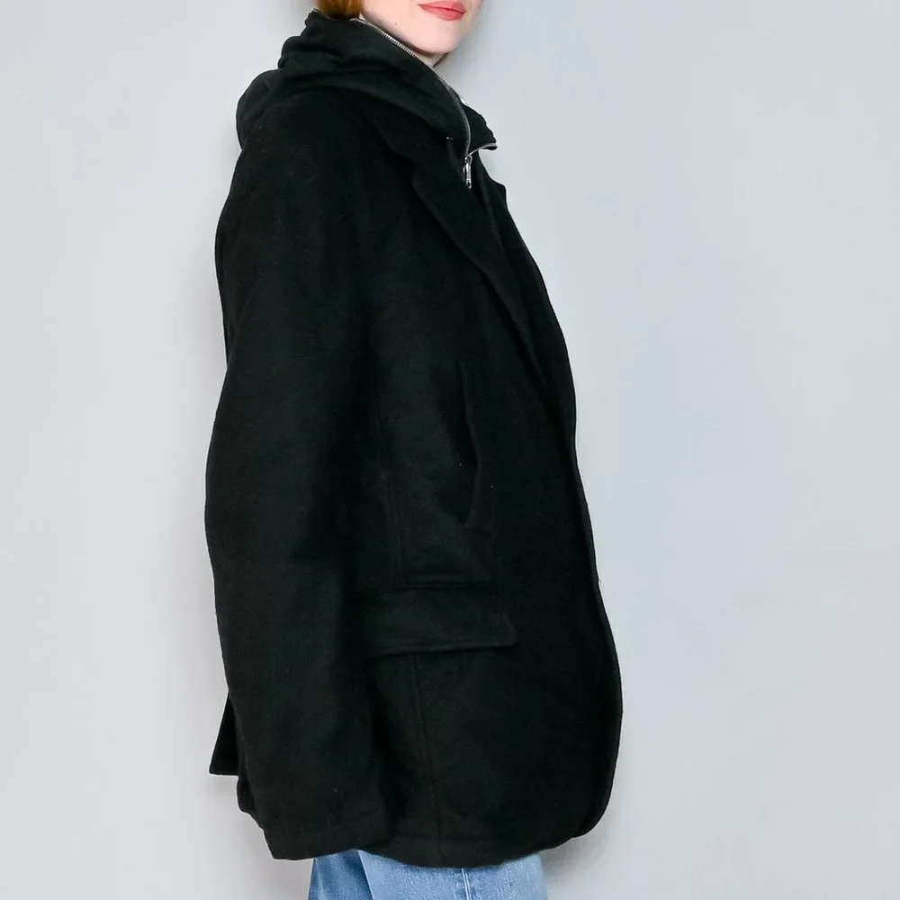 192. DOLCE & GABBANA Black Wool-Blend Hooded Hybrid Jacket XL IT 52 - Picture 3 of 9